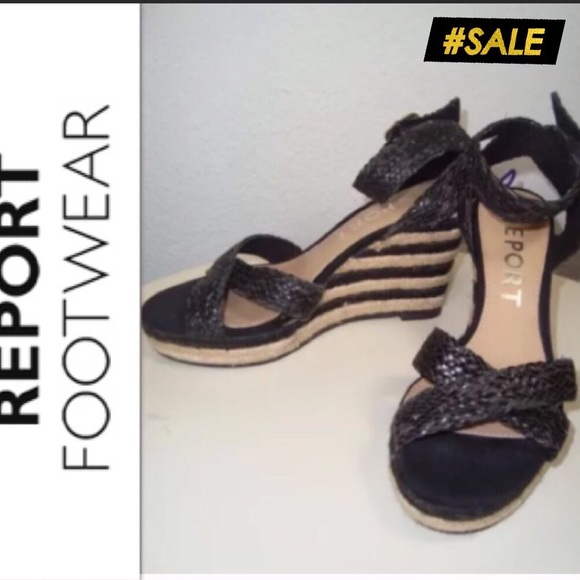 Report Shoes - 3/$25 REPORT sz 7 Black Braided Wedges Heels Shoes